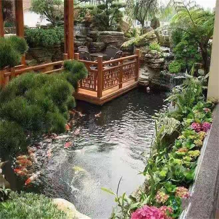 当阳别墅庭院景观设计鱼池